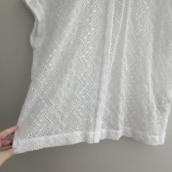 The Kooples Eyelet Embroidery White Button Up Medium - Picture 5 of 16